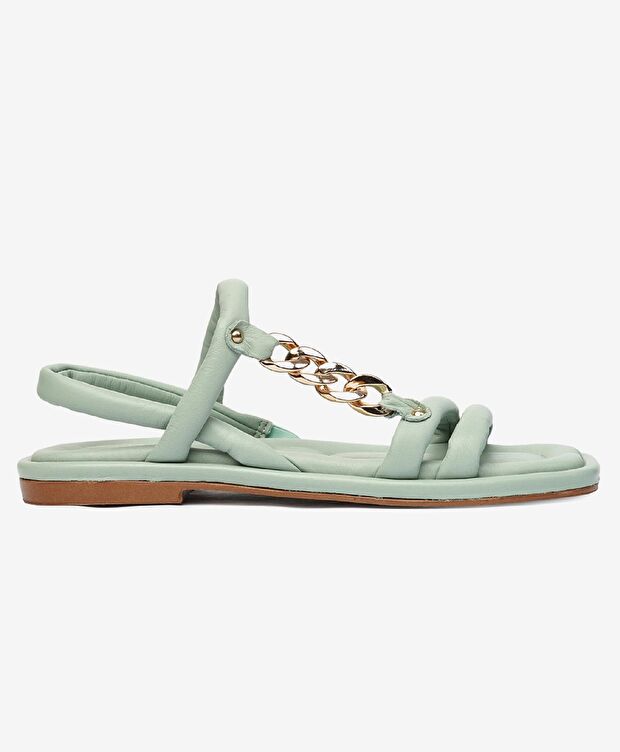 Kadın Mint Hakiki Deri Sandalet - 1