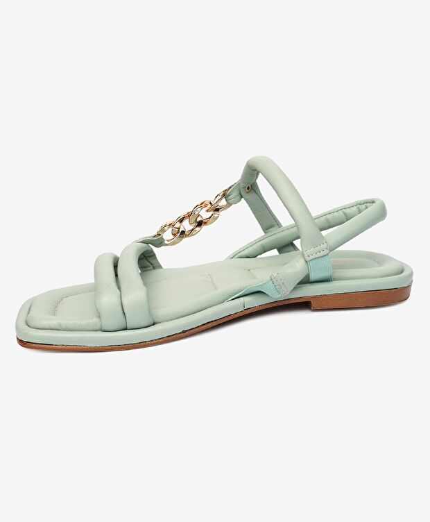 Kadın Mint Hakiki Deri Sandalet - 3