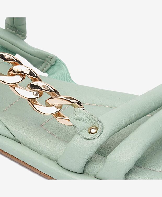 Kadın Mint Hakiki Deri Sandalet - 5