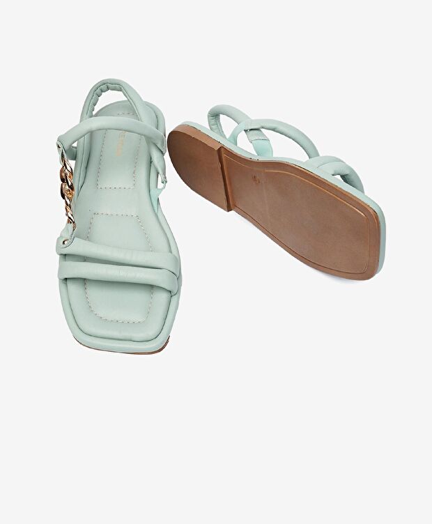 Kadın Mint Hakiki Deri Sandalet - 6