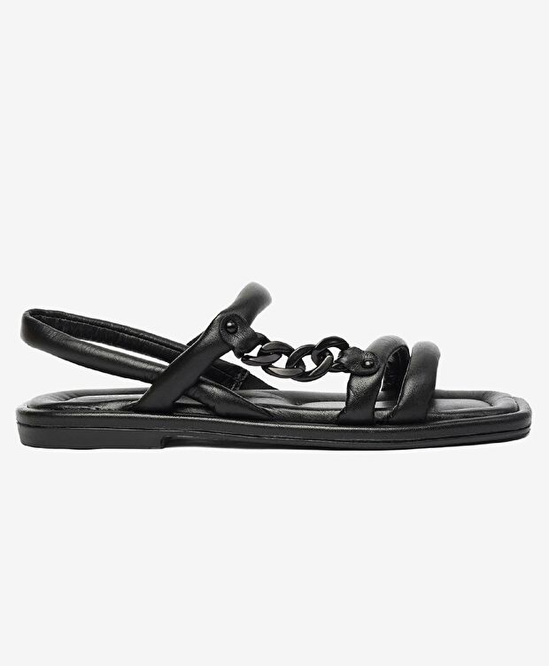 Kadın Siyah Hakiki Deri Sandalet - 1