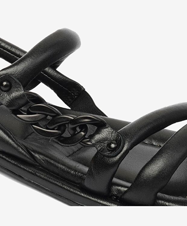 Kadın Siyah Hakiki Deri Sandalet - 5