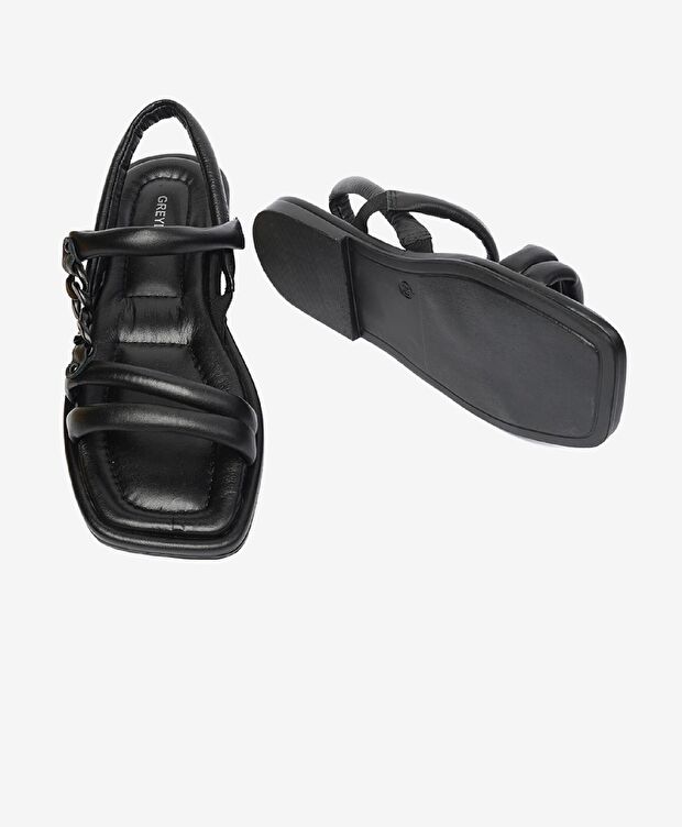 Kadın Siyah Hakiki Deri Sandalet - 6