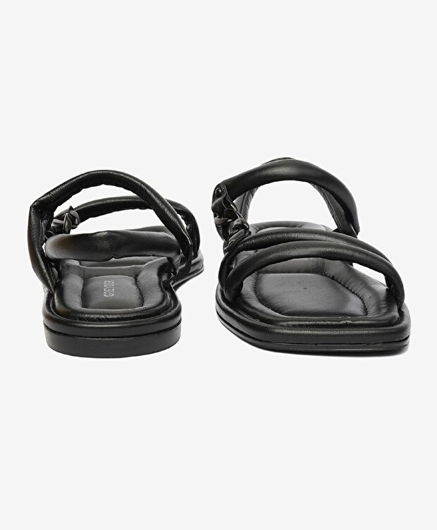 Kadın Siyah Hakiki Deri Sandalet - 7