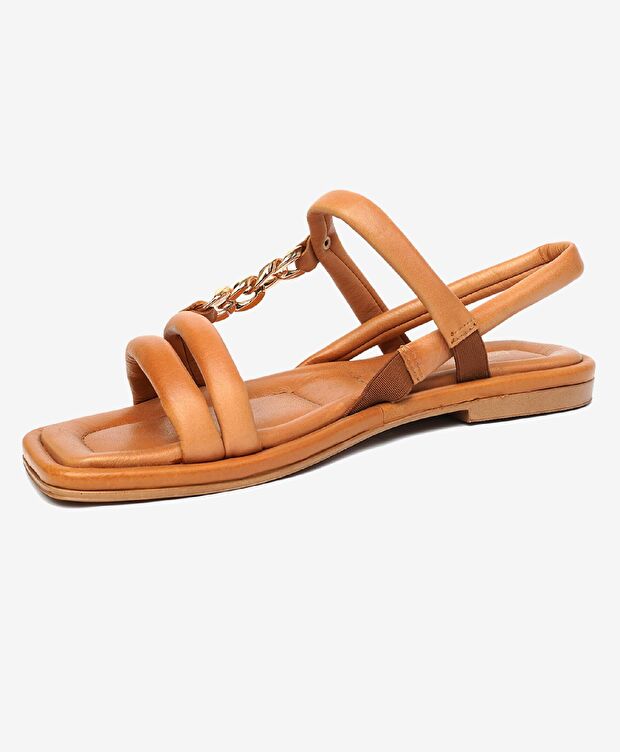 Kadın Taba Hakiki Deri Sandalet - 3