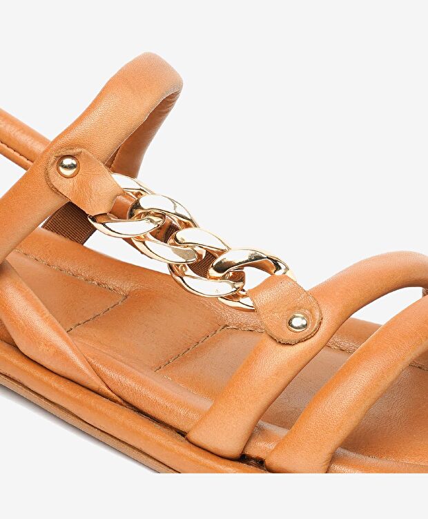 Kadın Taba Hakiki Deri Sandalet - 5