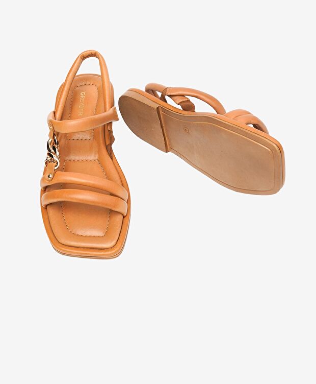 Kadın Taba Hakiki Deri Sandalet - 6