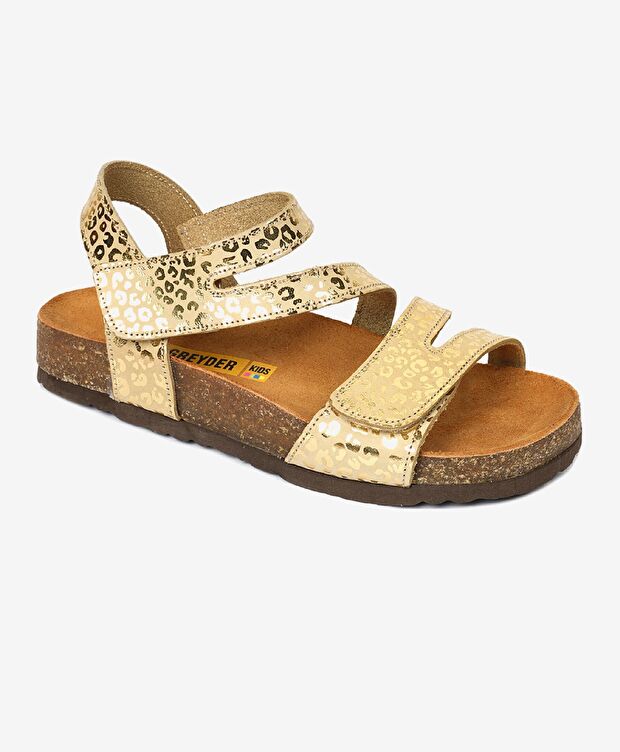 Kız Çocuk Leopar Baskılı Hakiki Deri Sandalet - 2