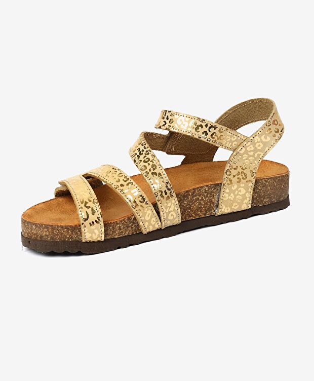 Kız Çocuk Leopar Baskılı Hakiki Deri Sandalet - 3