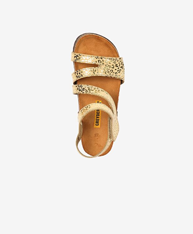 Kız Çocuk Leopar Baskılı Hakiki Deri Sandalet - 4