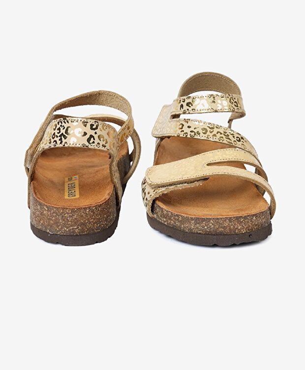 Kız Çocuk Leopar Baskılı Hakiki Deri Sandalet - 7