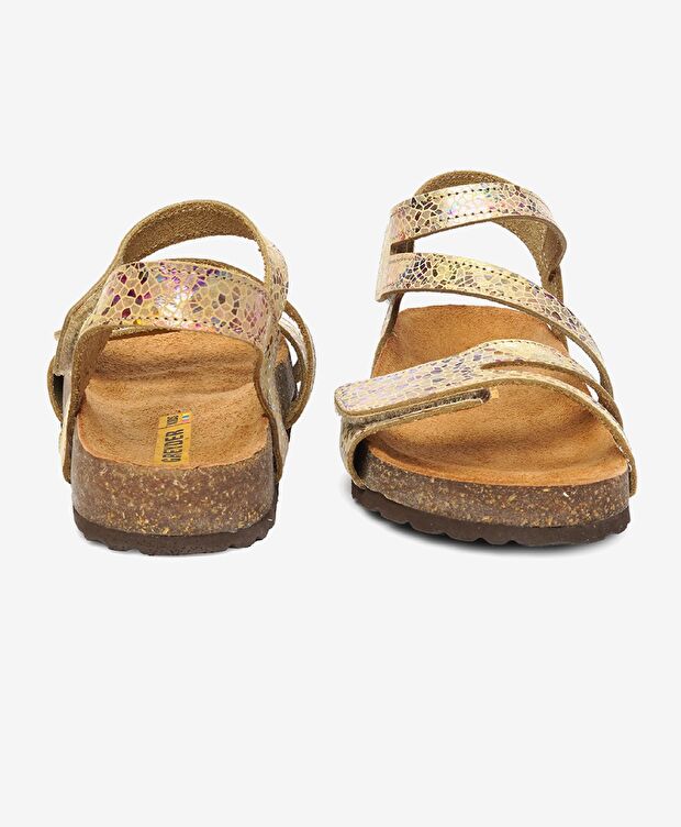 Kız Çocuk Renkli Baskılı Hakiki Deri Sandalet - 7