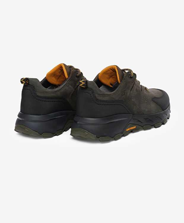 Erkek Haki Siyah Hakiki Deri Su Geçirmez Outdoor Ayakkabı - 5