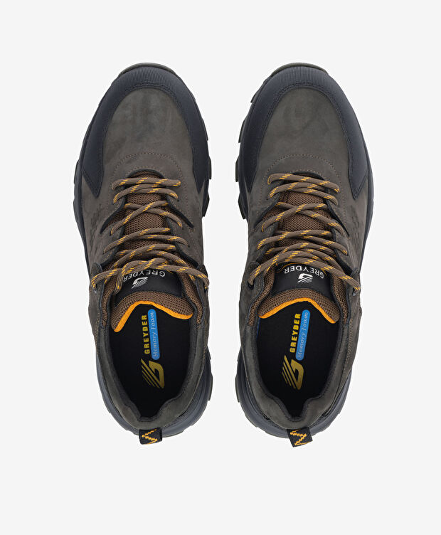 Erkek Haki Siyah Hakiki Deri Su Geçirmez Outdoor Ayakkabı - 6