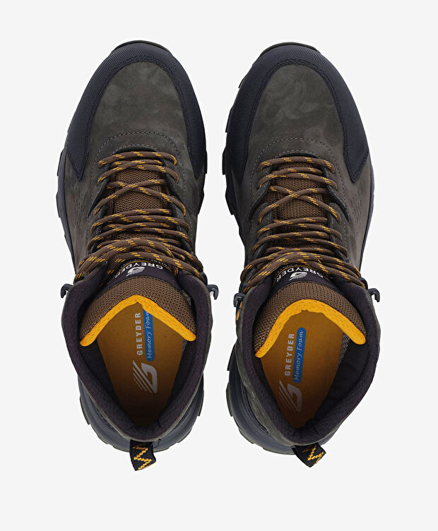 Erkek Haki Siyah Hakiki Deri Su Geçirmez Outdoor Bot - 5