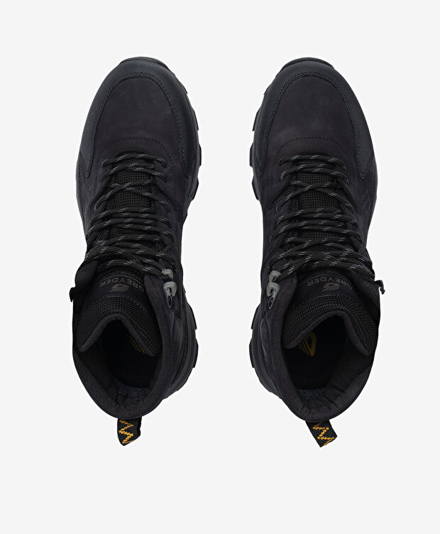 Erkek Siyah Hakiki Deri Su Geçirmez Outdoor Bot - 6