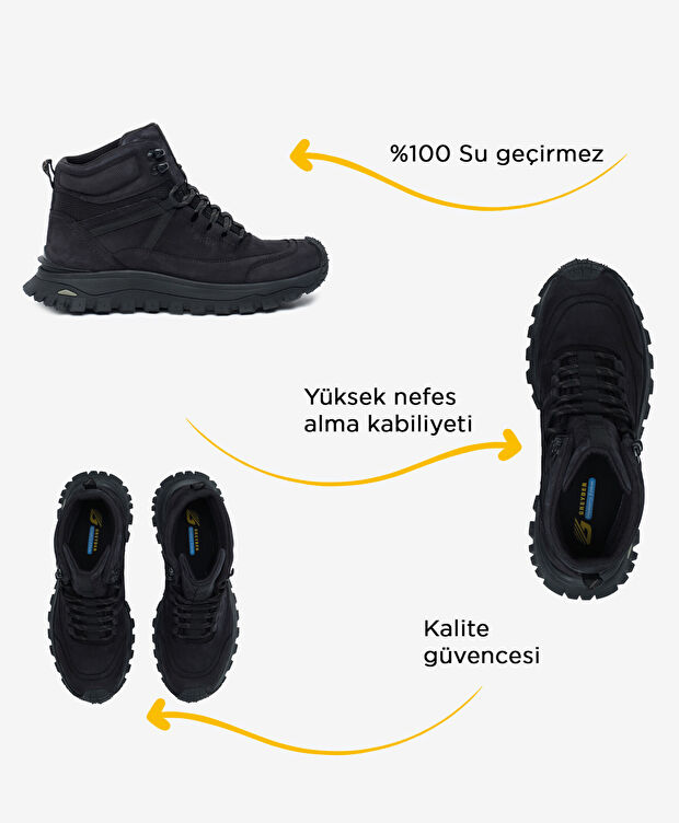 Erkek Siyah Hakiki Deri Outdoor Bot - 2