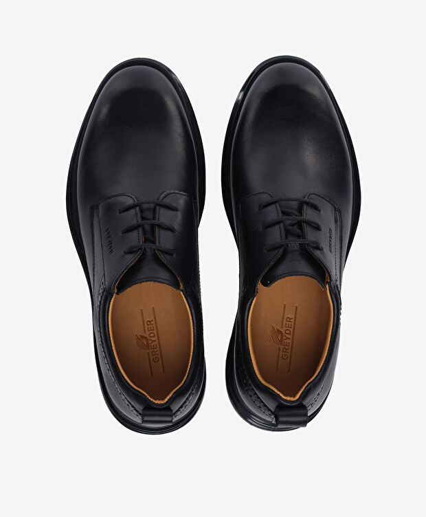 Erkek Siyah Hakiki Deri Oxford Ayakkabı - 5