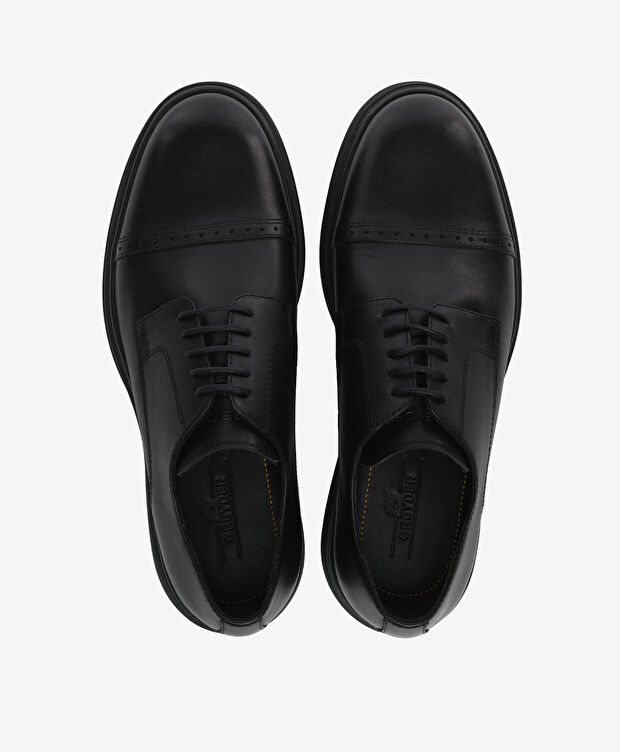 Erkek Siyah Hakiki Deri Oxford Ayakkabı - 5