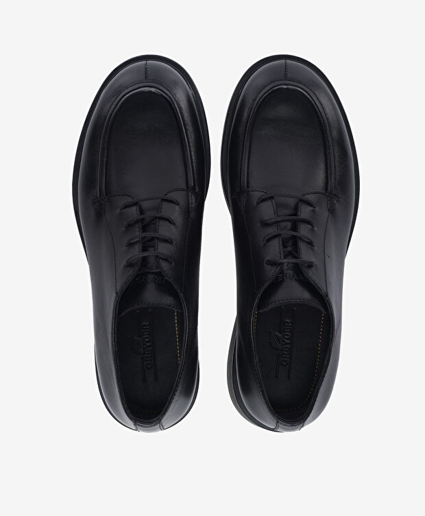 Erkek Siyah Hakiki Deri Oxford Ayakkabı - 5