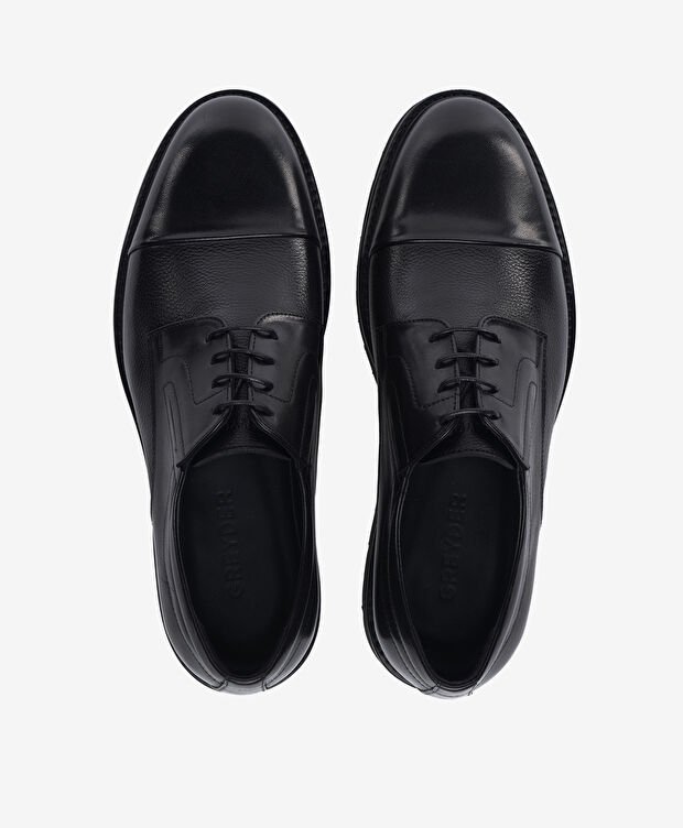 Erkek Siyah Hakiki Deri Klasik Ayakkabı - 5