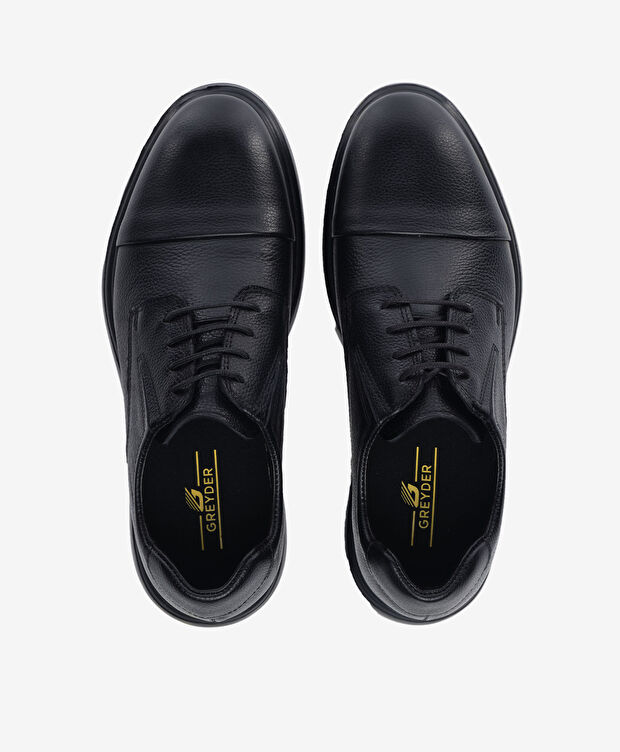 Erkek Siyah Hakiki Deri Oxford Ayakkabı - 5