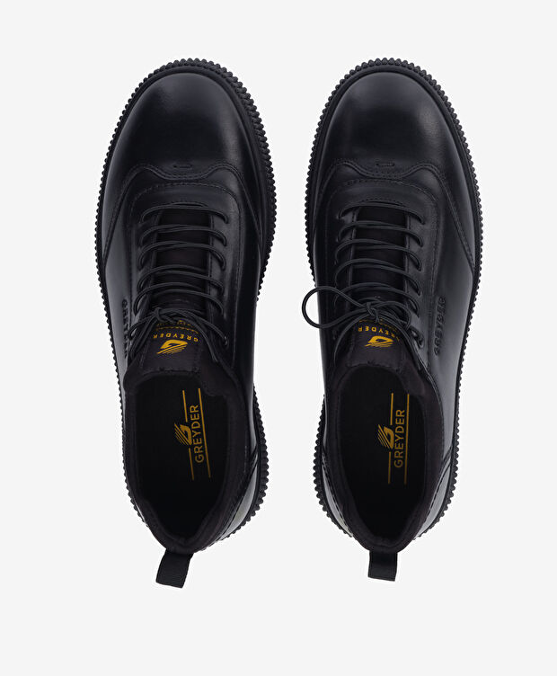 Erkek Siyah Hakiki Deri Ayakkabı - 5