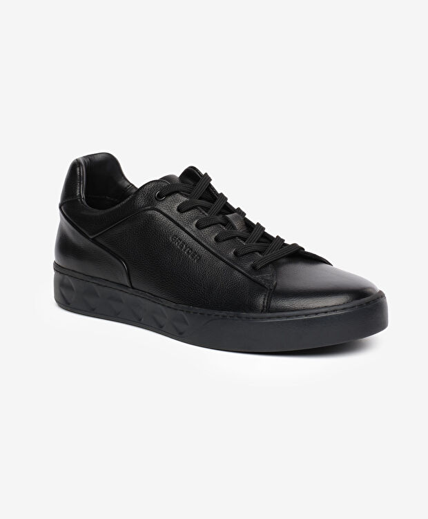 Erkek Siyah Hakiki Deri Sneaker Ayakkabı - 2