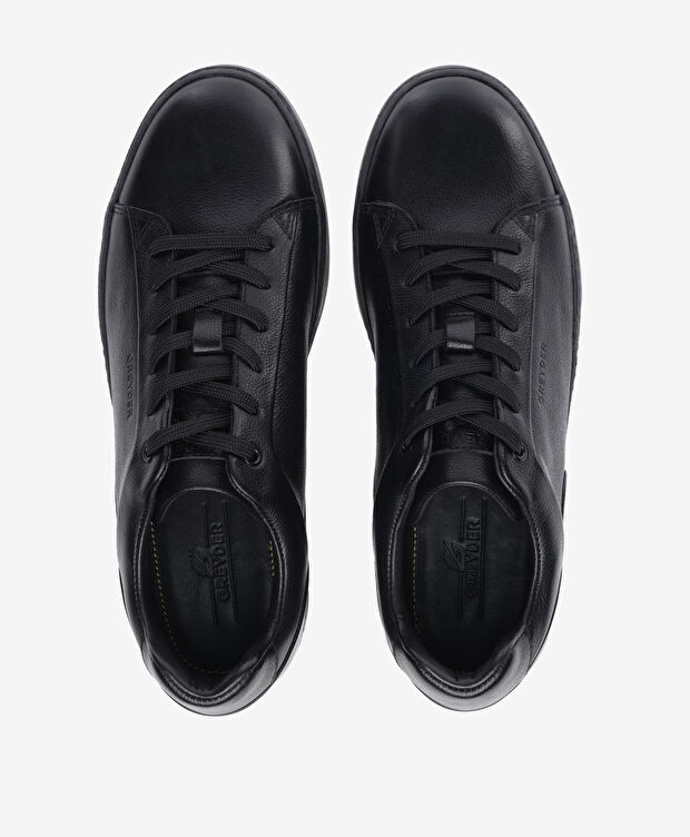 Erkek Siyah Hakiki Deri Sneaker Ayakkabı - 5