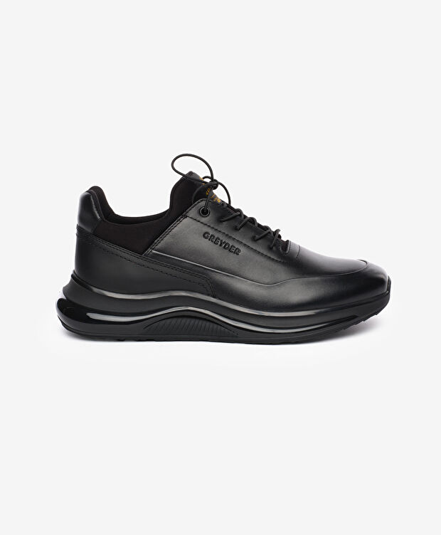 Erkek Siyah Hakiki Deri Ayakkabı - 1