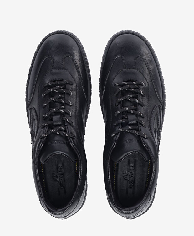 Erkek Siyah Hakiki Deri Sneaker Ayakkabı - 5