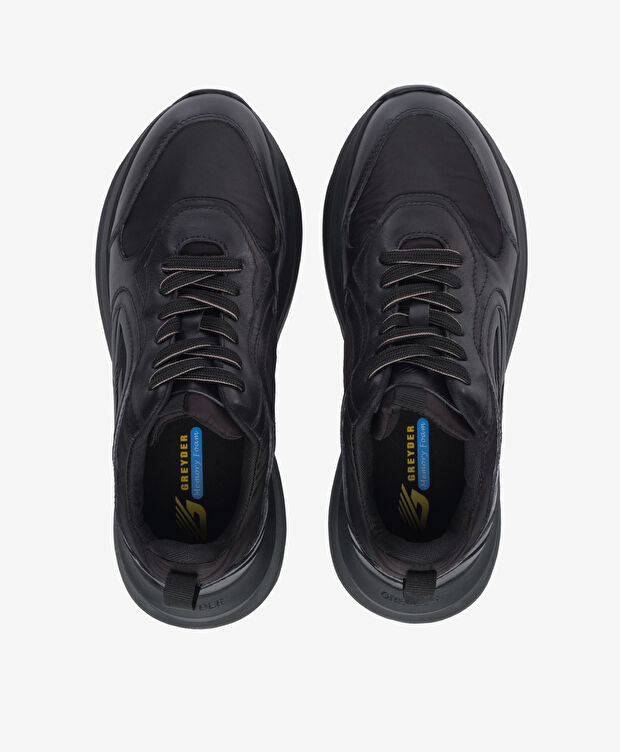 Erkek Siyah Hakiki Deri Spor Ayakkabı - 5