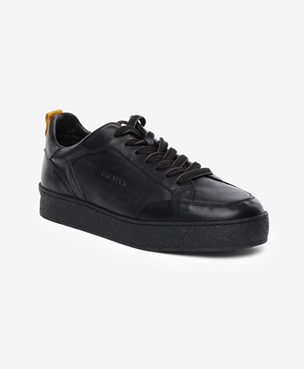 Erkek Siyah Hakiki Deri Sneaker Ayakkabı - 2