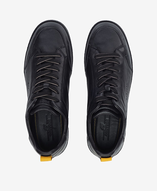 Erkek Siyah Hakiki Deri Sneaker Ayakkabı - 5