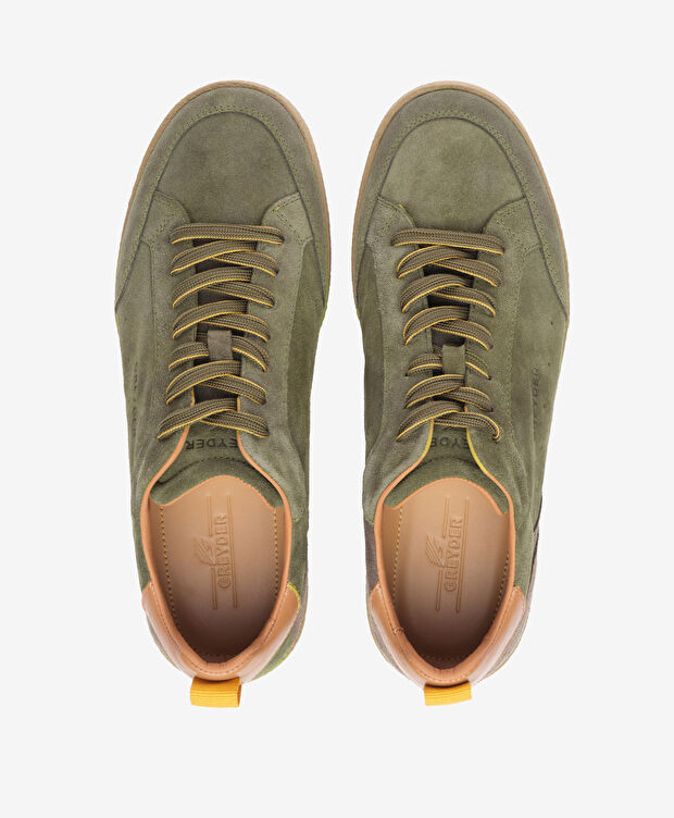 Erkek Haki Hakiki Deri Sneaker Ayakkabı - 5