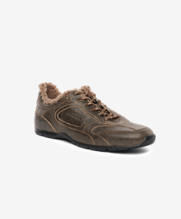 Erkek Siyah Ekru Hakiki Deri Spor Ayakkabı - 2