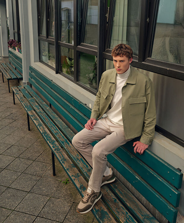 Erkek Haki Hakiki Deri Spor Ayakkabı - 9