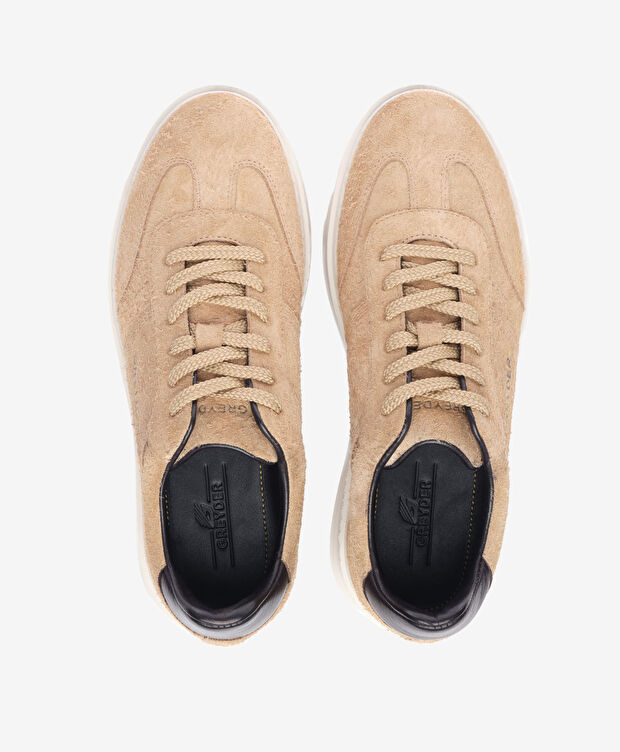 Erkek Bej Hakiki Deri Sneaker Ayakkabı - 5