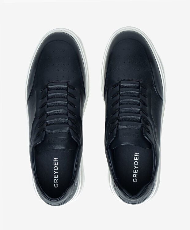 Erkek Lacivert Hakiki Deri Sneaker Ayakkabı - 5