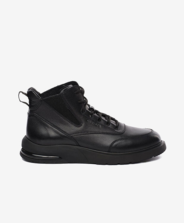 Erkek Siyah Hakiki Deri Sneaker Bot - 1