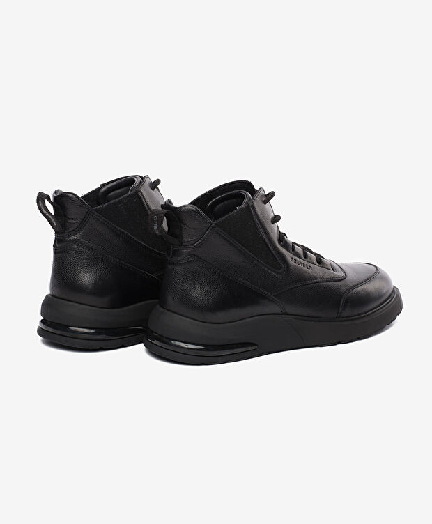 Erkek Siyah Hakiki Deri Sneaker Bot - 4