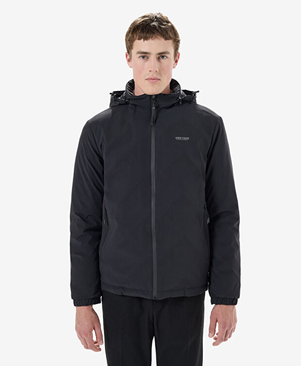 Erkek Siyah Suya Dayanıklı Kaz Tüyü Mont - 1