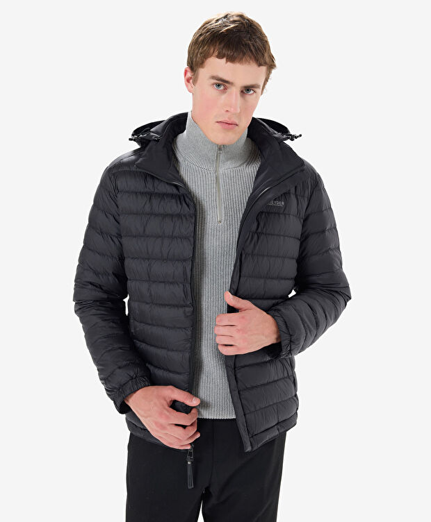 Erkek Siyah Suya Dayanıklı Kaz Tüyü Mont - 8