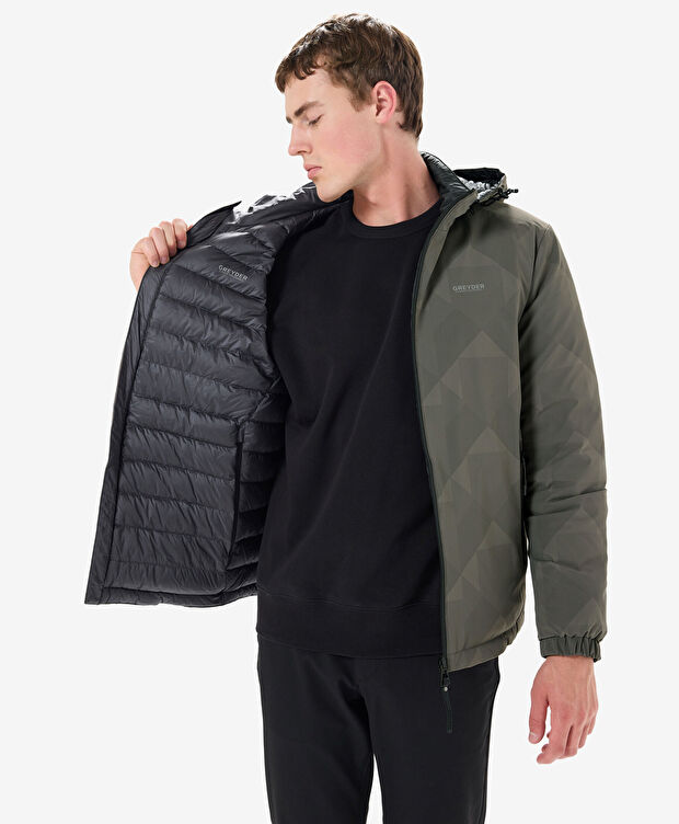 Erkek Haki Suya Dayanıklı Kaz Tüyü Mont - 5