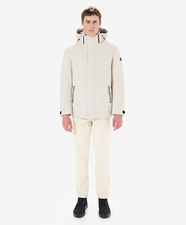 Erkek Ekru Suya Dayanıklı Kaz Tüyü Mont - 4