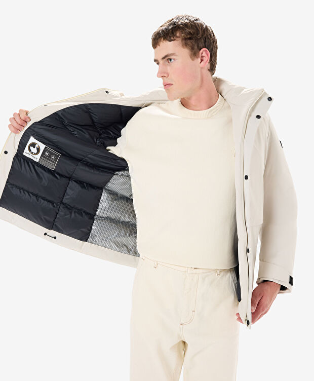 Erkek Ekru Suya Dayanıklı Kaz Tüyü Mont - 5