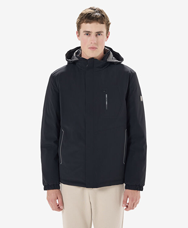 Erkek Siyah Suya Dayanıklı Kaz Tüyü Mont - 1