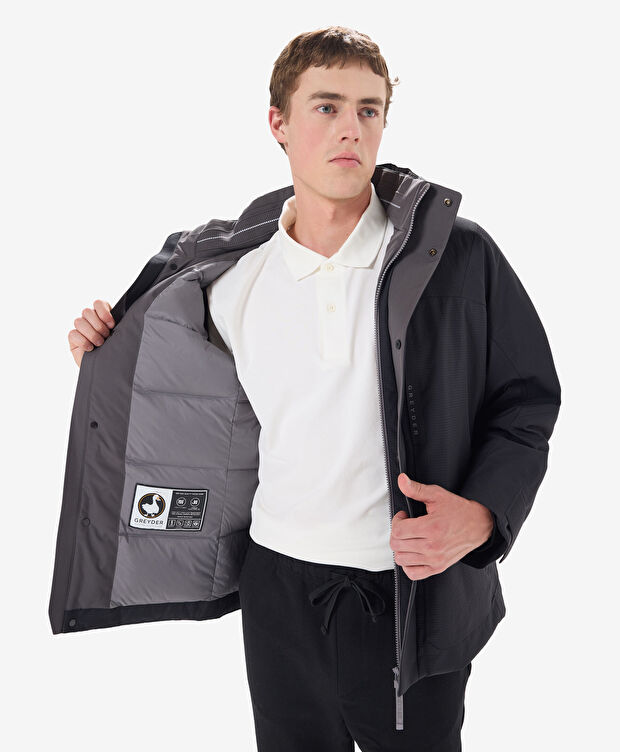 Erkek Siyah Su Geçirmez Kaz Tüyü Mont - 5