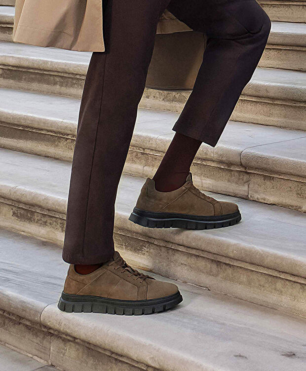 Erkek Duman Hakiki Deri Sneaker Ayakkabı - 7
