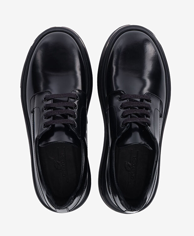Erkek Siyah Hakiki Deri Oxford Ayakkabı - 5